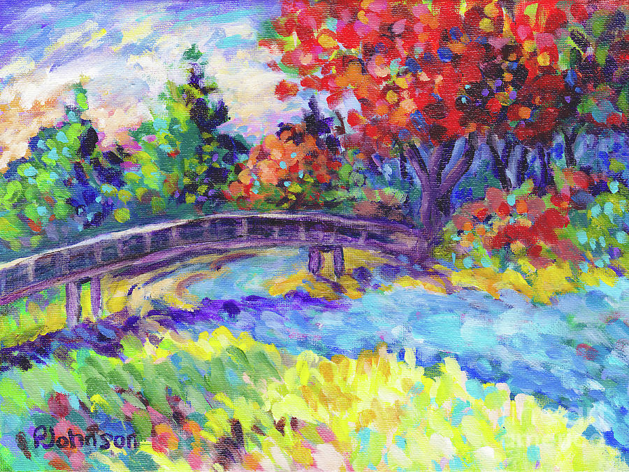 Autumn River Bridge Painting by Peggy Johnson - Fine Art America