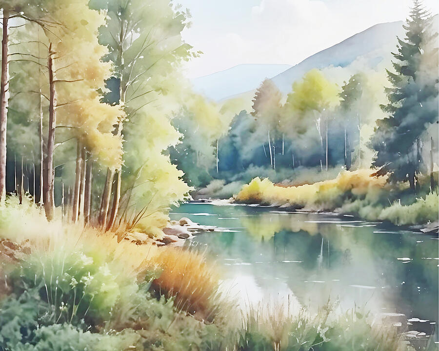 Autumn River Digital Art by Frances Miller