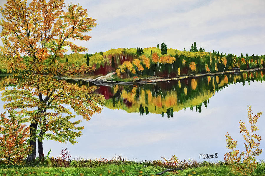 Autumn River View Painting by Marilyn McNish
