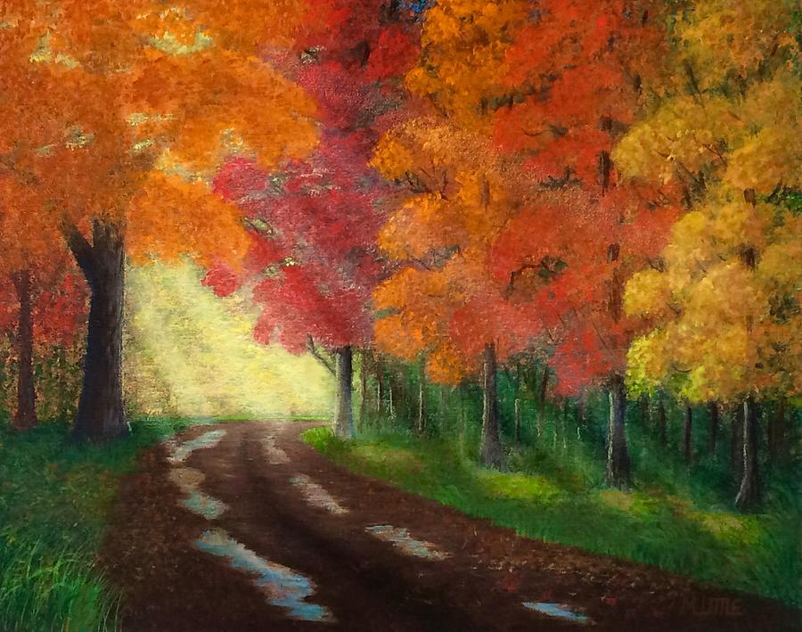 Autumn Road Painting by Marlene Little