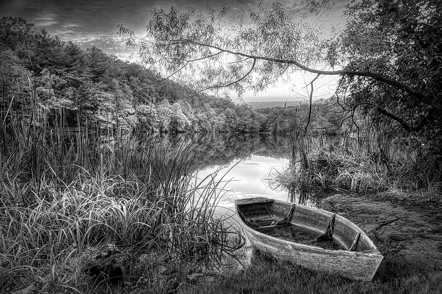 Autumn Rowboat Black and White Photograph by Debra and Dave Vanderlaan