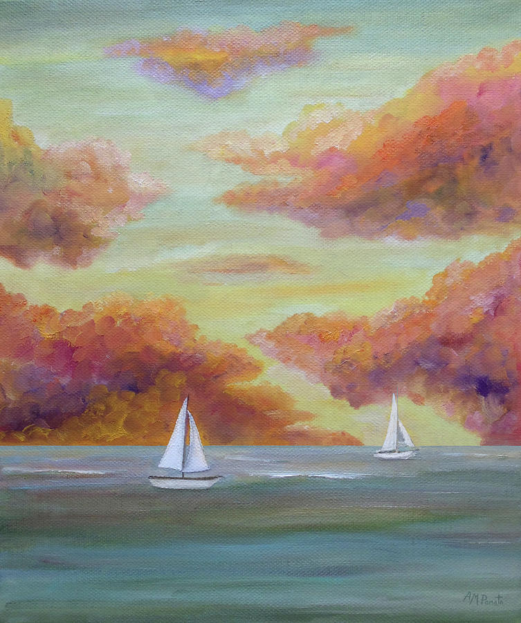 Autumn Sailing  Painting by Angeles M Pomata