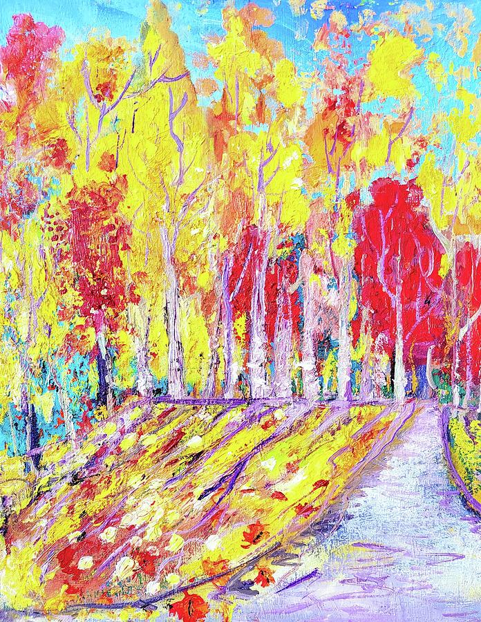 Autumn Scene Painting by Evelina Popilian