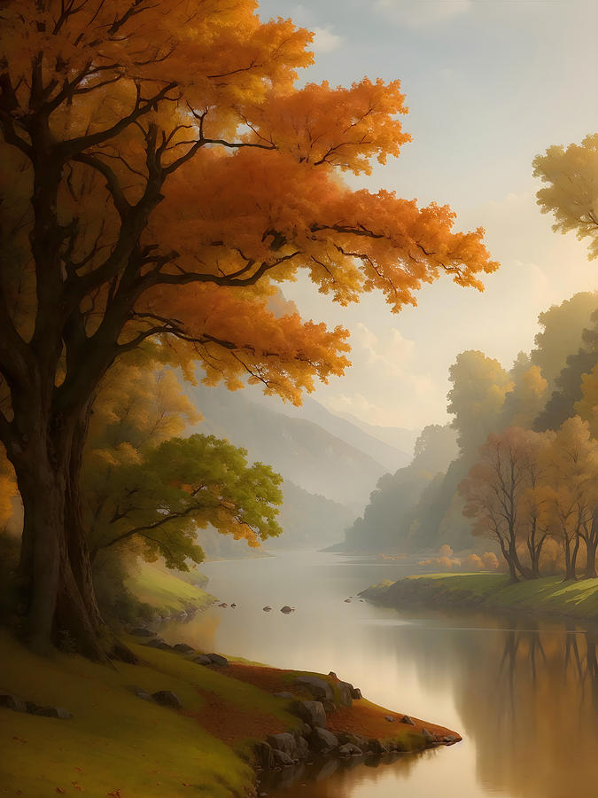 Autumn Scene Digital Art by Mark Greenberg
