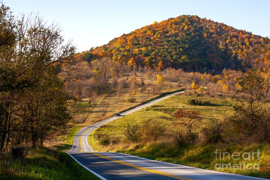 Autumn scene on a country road near Hancock, Maryland USA Photograph by William Kuta