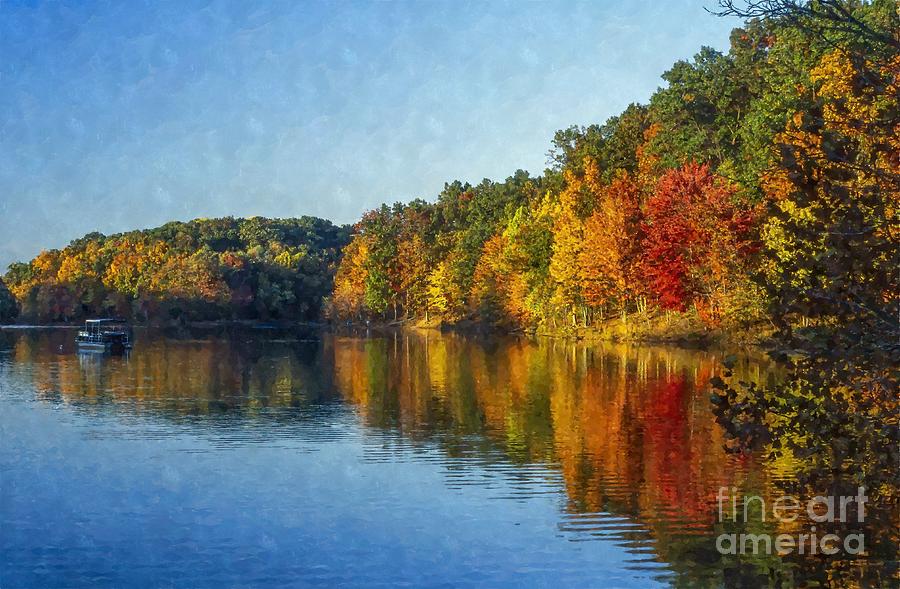 Autumn scene on Lake Needwood in Derwood Maryland USA Photograph by William Kuta