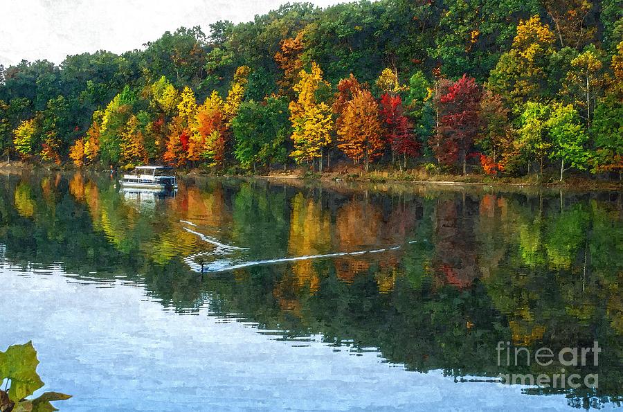 Autumn scene on Lake Needwood in Maryland USA Photograph by William Kuta