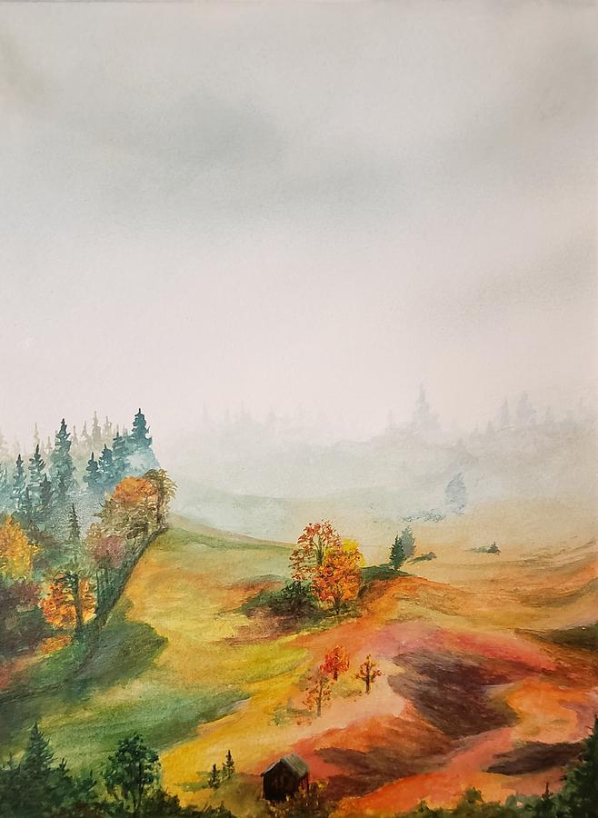 Autumn Fog Painting by Stephanie Hollingsworth