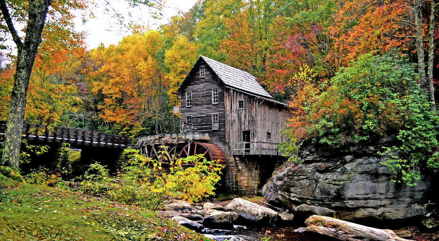 Autumn Scenic Water Mill Photograph by Lisa Lambert-Shank