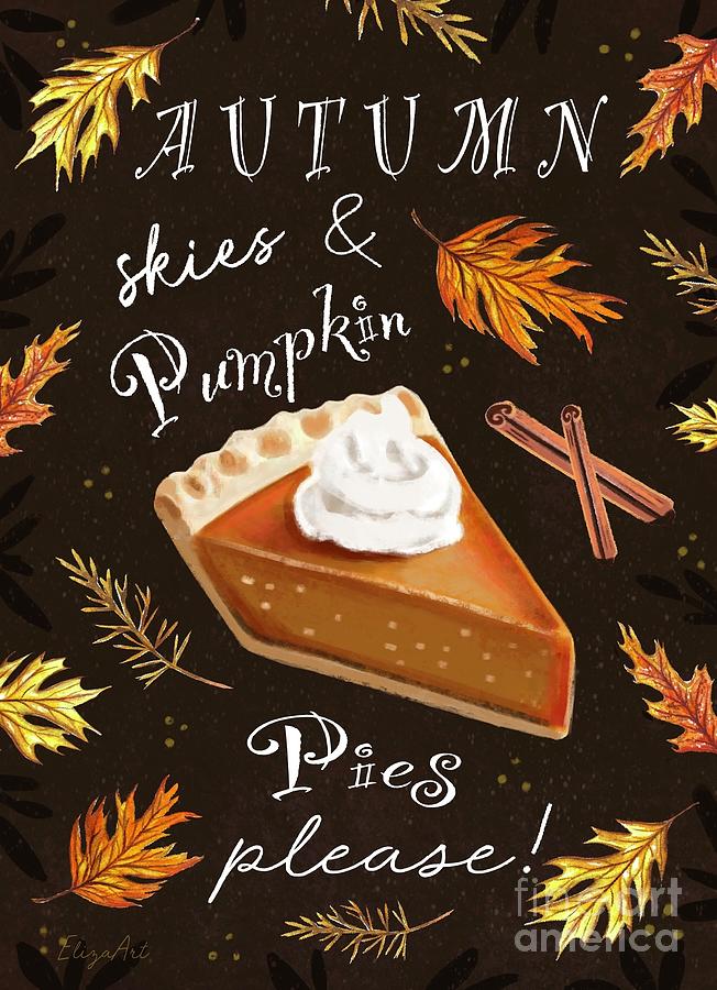 Autumn Skies and Pumpkin Pies Greeting Card Painting by Elizabeth Robinette Tyndall