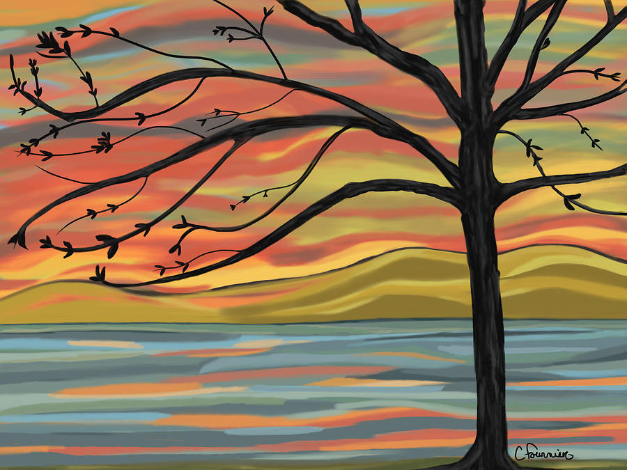 Autumn sky Painting by Christine Fournier