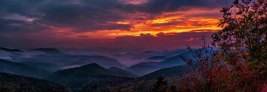 Autumn Stormy Sunset Panorama Photograph by Dan Carmichael