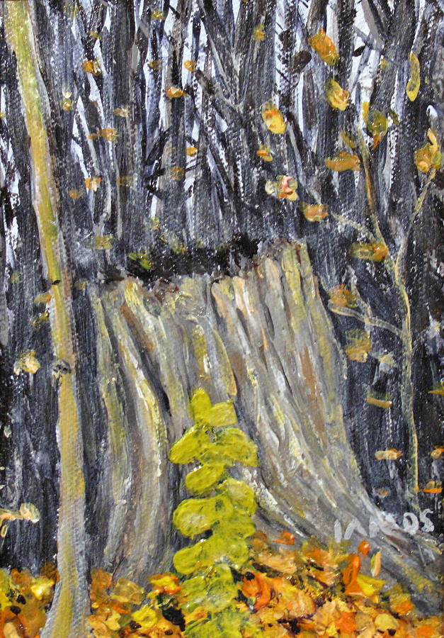 Autumn Stump Painting by Ian  MacDonald