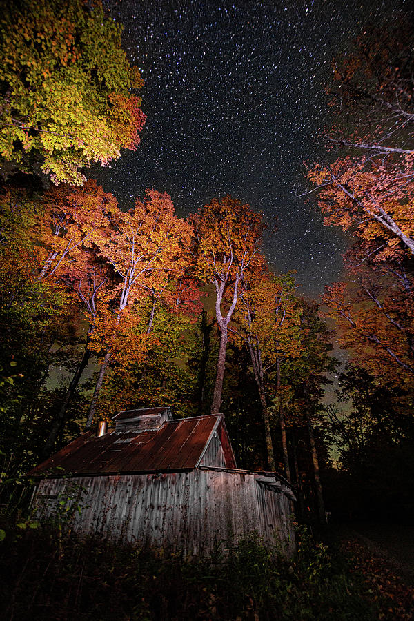 Autumn Sugarhouse at Night Photograph by Tim Kirchoff