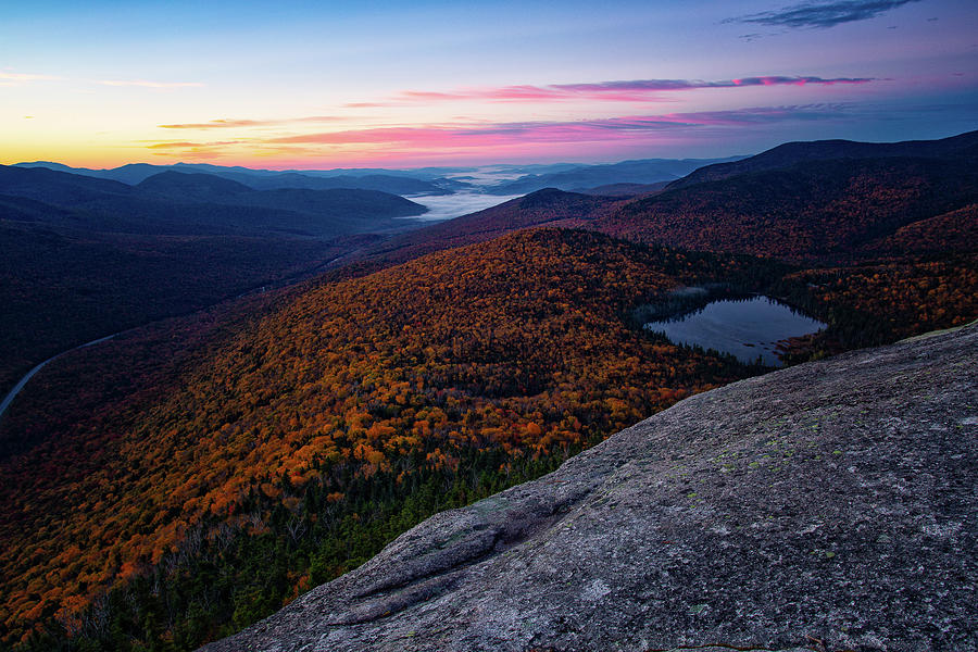 Autumn Sunrise, Cannon Cliffs.  Photograph by Jeff Sinon