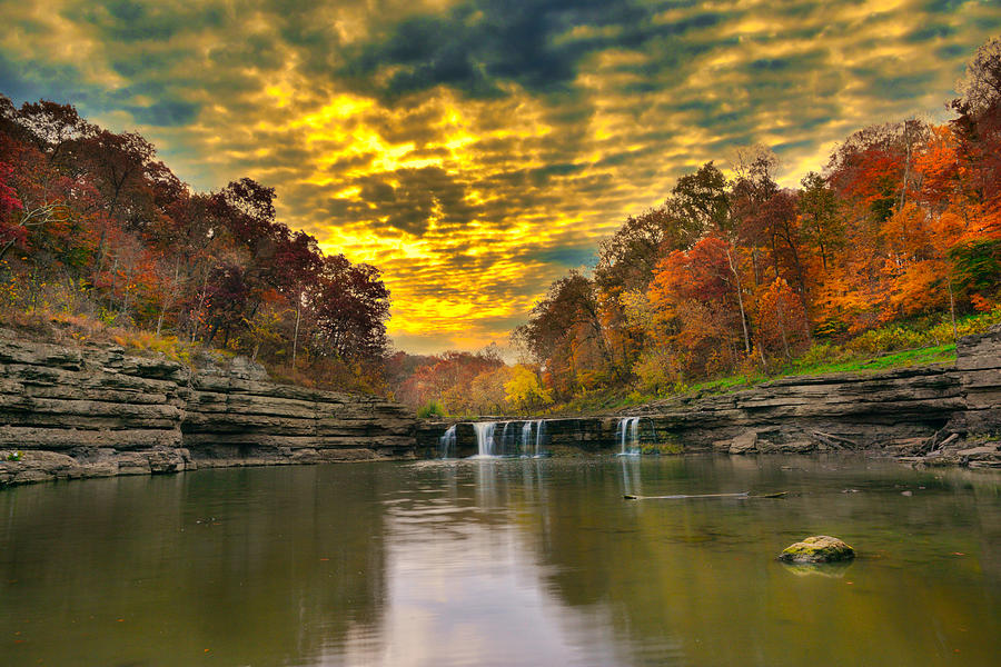 Autumn sunrise  Cataract Falls Photograph by Randall Branham