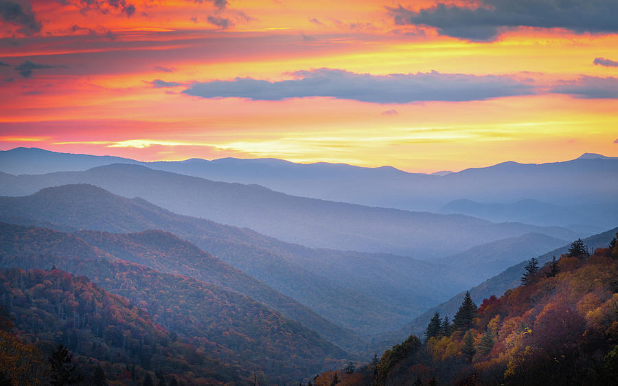 Autumn Sunrise In Smoky Mountain National Park  Photograph by Jordan Hill