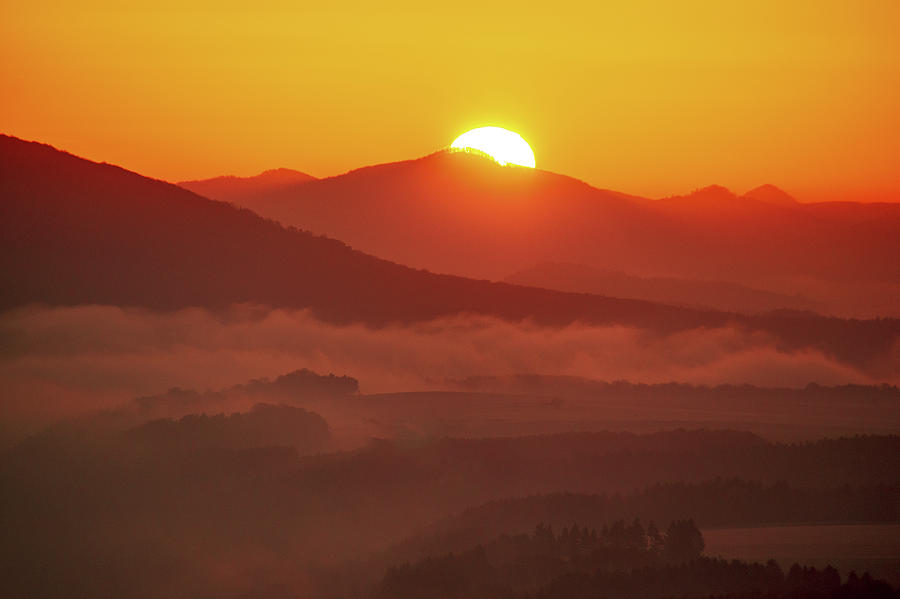 Autumn sunrise on Lilienstein mountain Photograph by Sun Travels