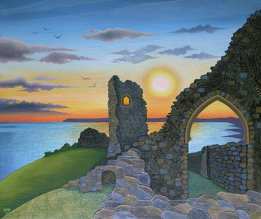 Autumn Sunset Over Hastings Castle Painting by Jennifer Baird
