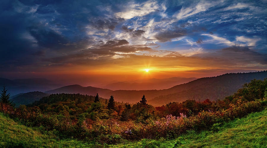 Autumn Sunset Serenity Panorama Photograph by Dan Carmichael