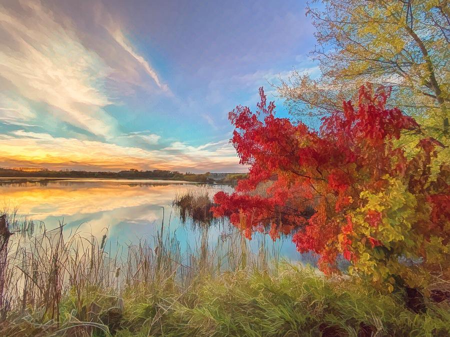 Autumn Sunset Mixed Media by Susan Rydberg