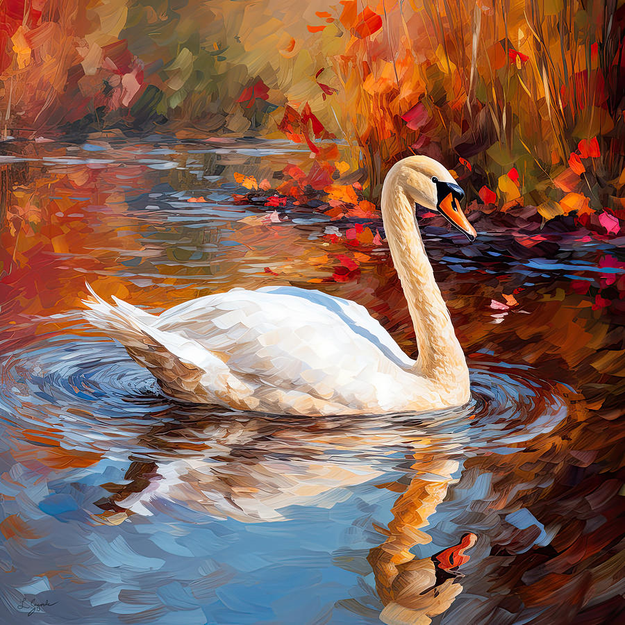 Swan Photograph - Autumn Swan by Lourry Legarde