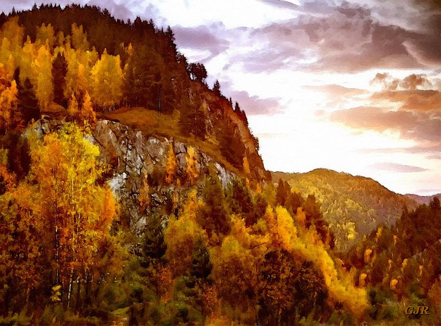 Autumn Tree Mountains - Winterton Park L A S Digital Art