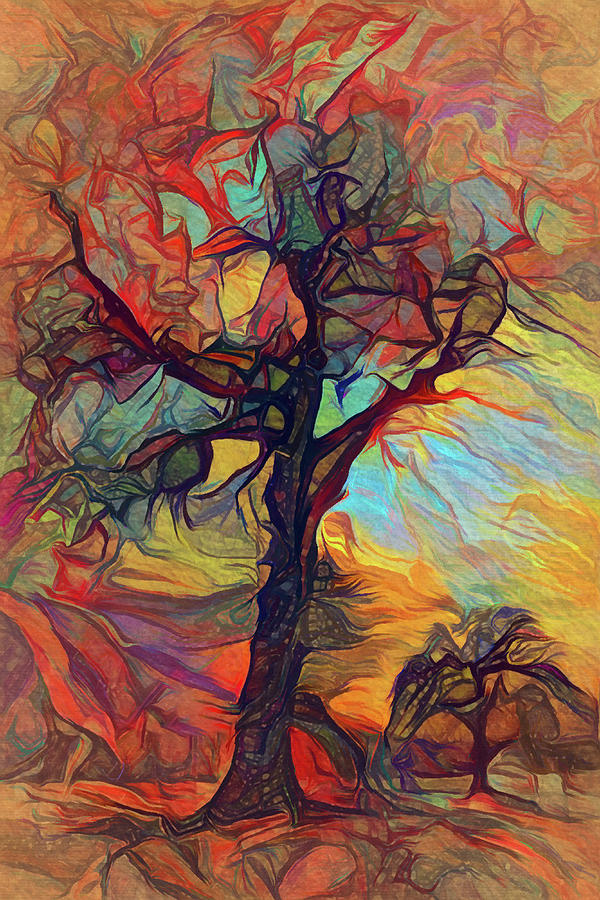 Autumn Trees Abstract Art Digital Art by Peggy Collins