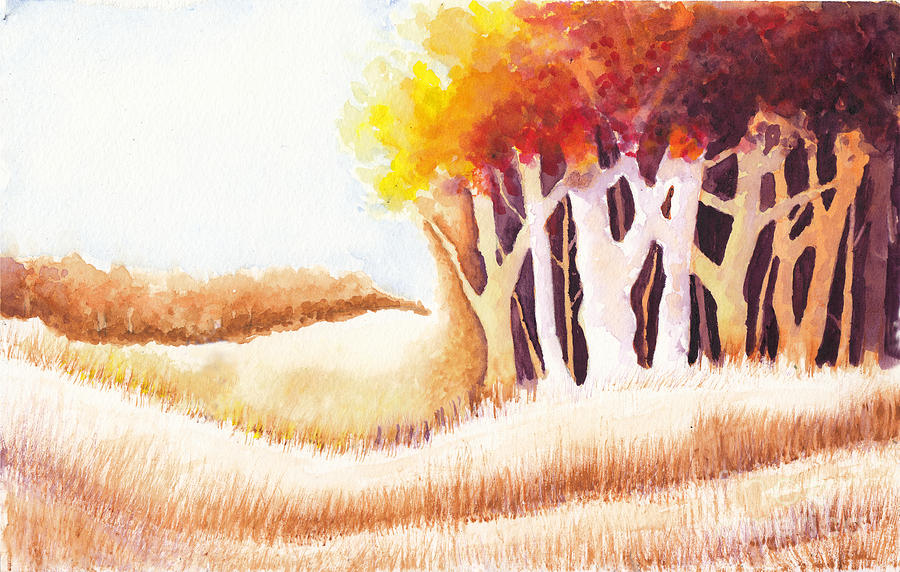 Autumn Trees And Grasses Painting