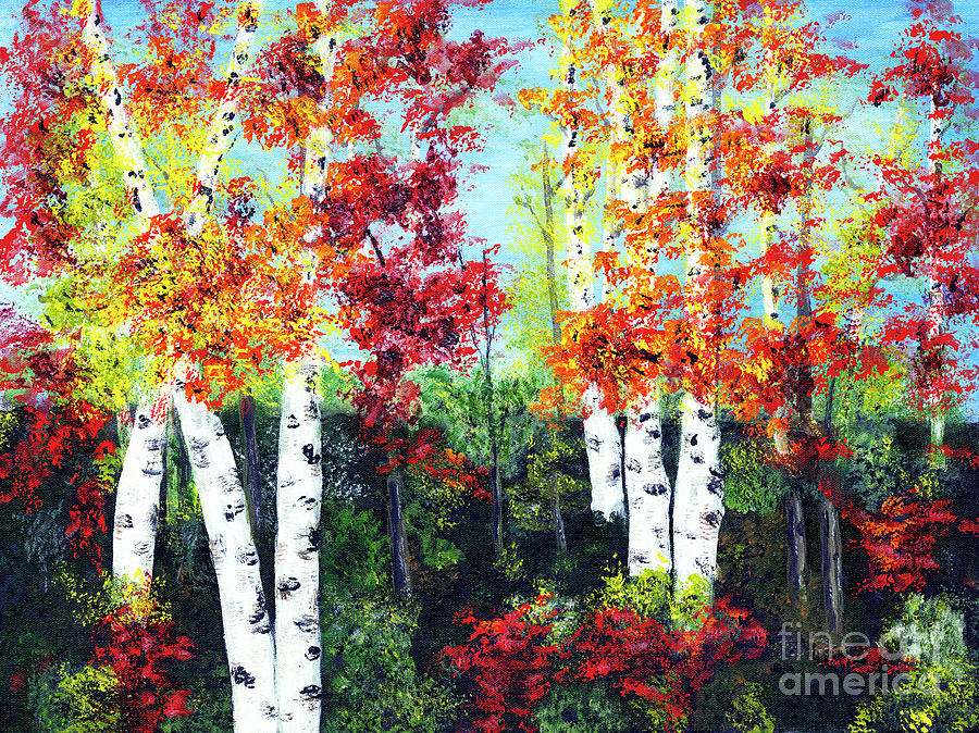 Autumn Trees painting Painting by Timothy Hacker