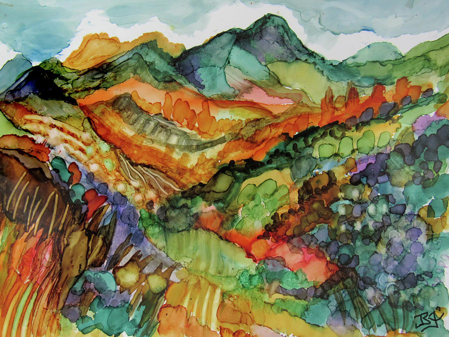 Autumn Valley Hills Painting by Jean Batzell Fitzgerald
