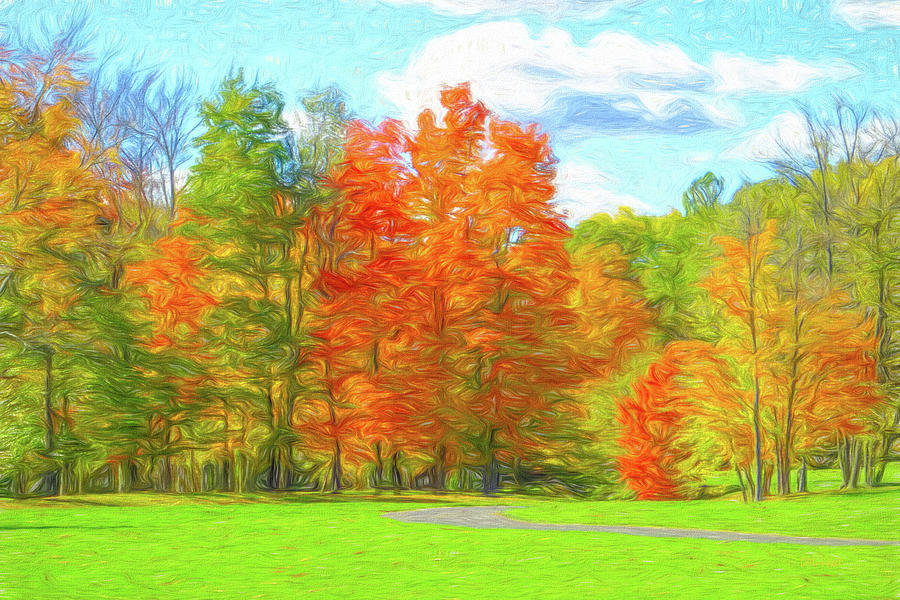 Autumn View from the Cart Path Digital Art by Dennis Lundell