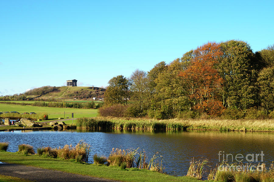Autumn view of Herrington Country Park and Penshaw Monument Photograph by Bryan Attewell