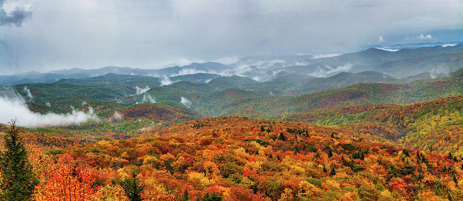 Autumn View of Mountains Below Panorama Photograph by Dan Carmichael