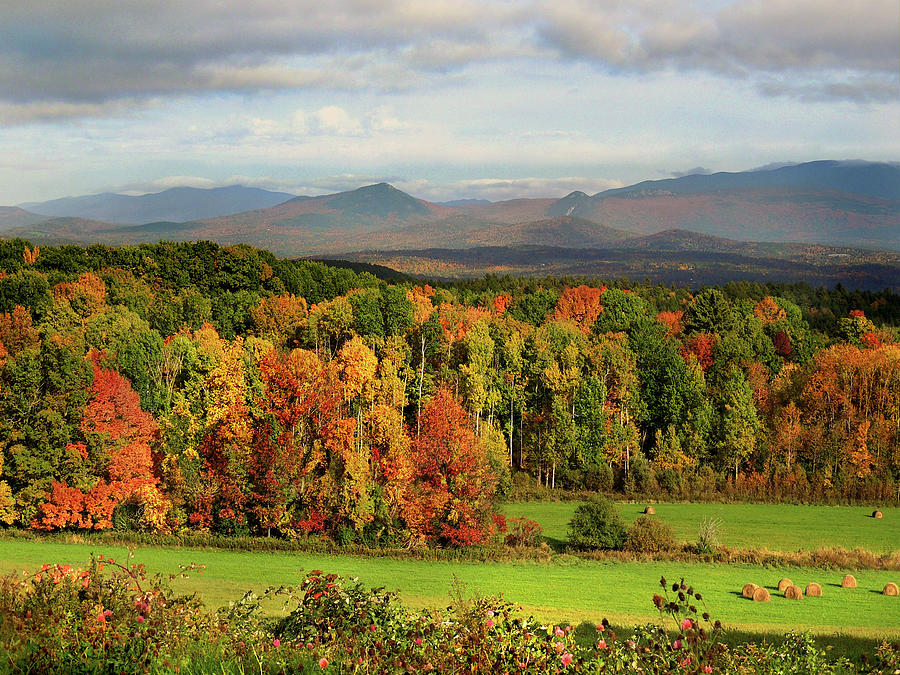 Autumn Vista View Vermont to New Hampshire Mountains Photograph by Nancy Griswold