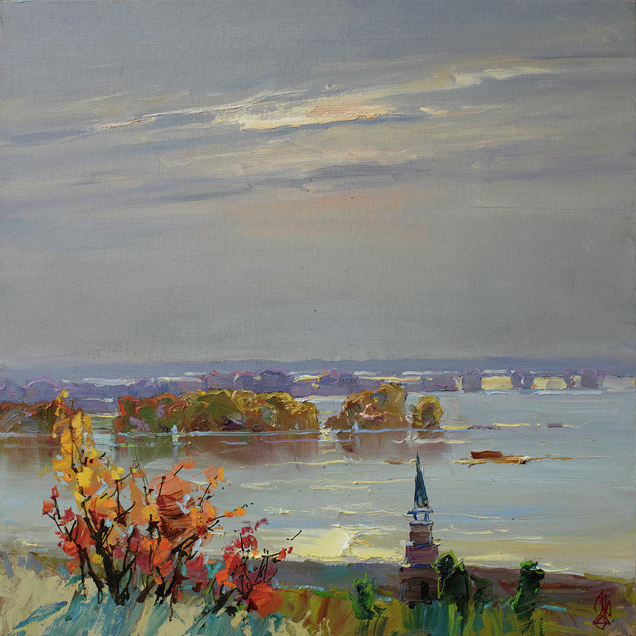 Autumn - Volga river Painting by SP1 Sergey Pozdeev Autumn - Volga river Painting by SP1 Sergey Pozdeev