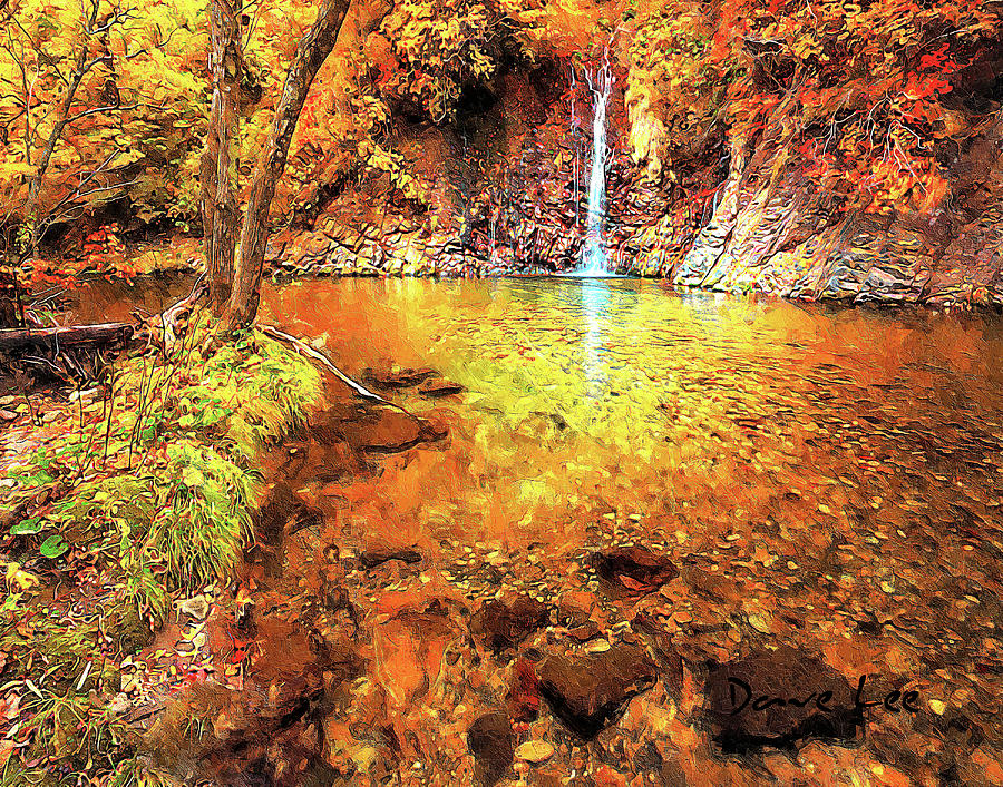 Autumn Waterfall Digital Art by Dave Lee