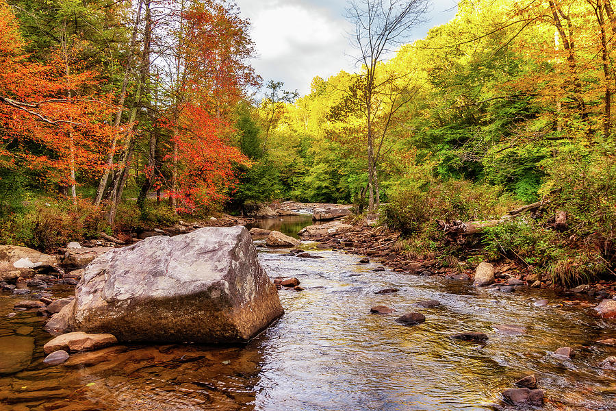 Fall Photograph - Autumn West Virginia Rocky River by Dan Carmichael