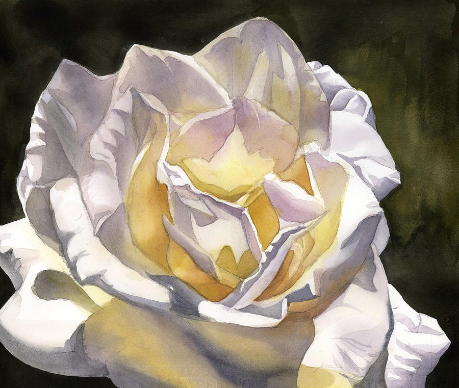 Autumn white rose Painting by Alfred Ng