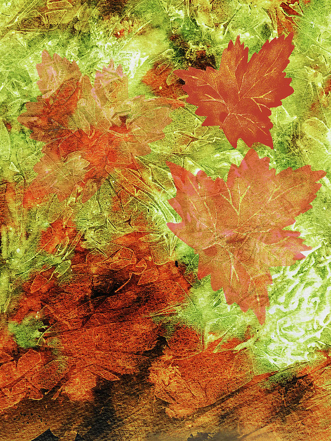 Autumn Wind Abstract Fall Colors Decor  Painting by Irina Sztukowski
