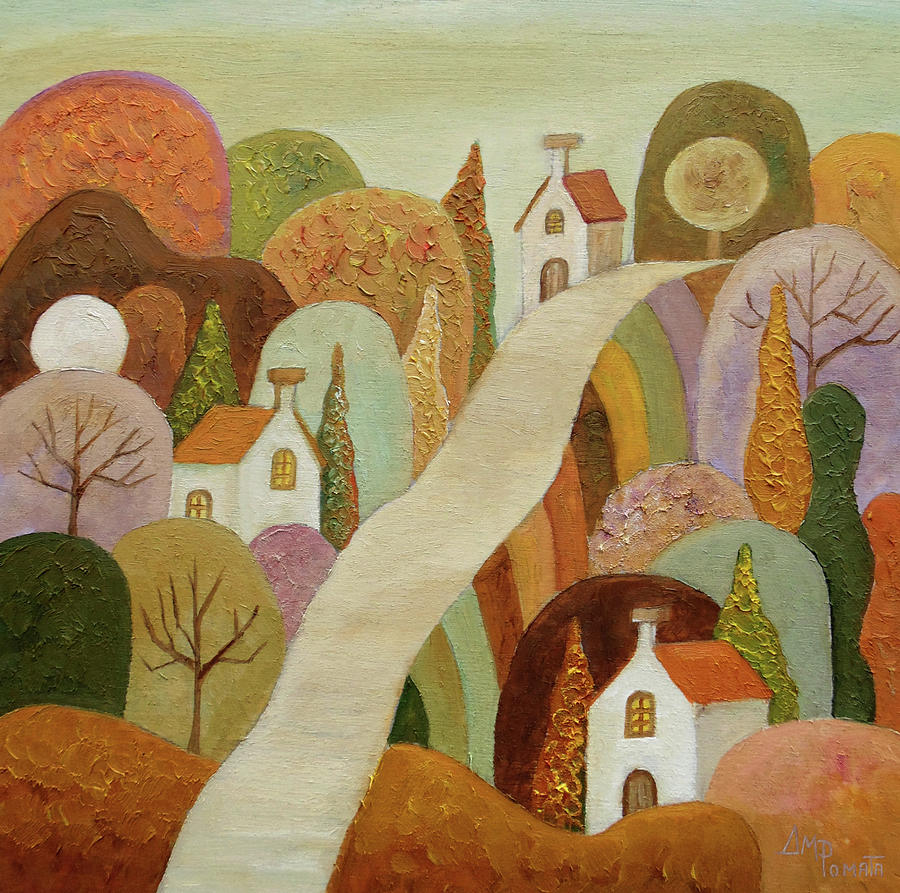 Country Lane Painting by Angeles M Pomata