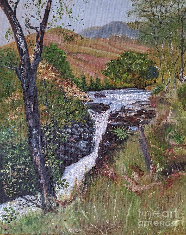 Autumnal Highland Falls Painting by Deborah Bergren