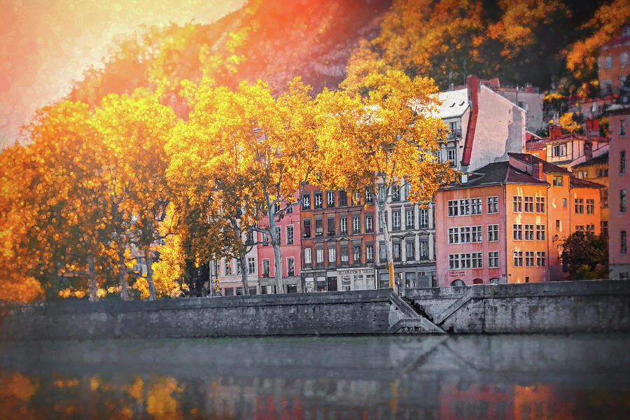 Autumnal Impressions Of The Saone River Lyon France Photograph