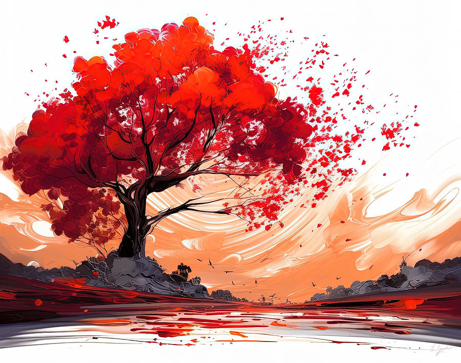Maple Tree Digital Art - Autumnal Scene by Lourry Legarde