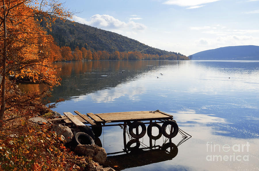 Greek Photograph - Autumnal scenery in lake by Athina Psoma