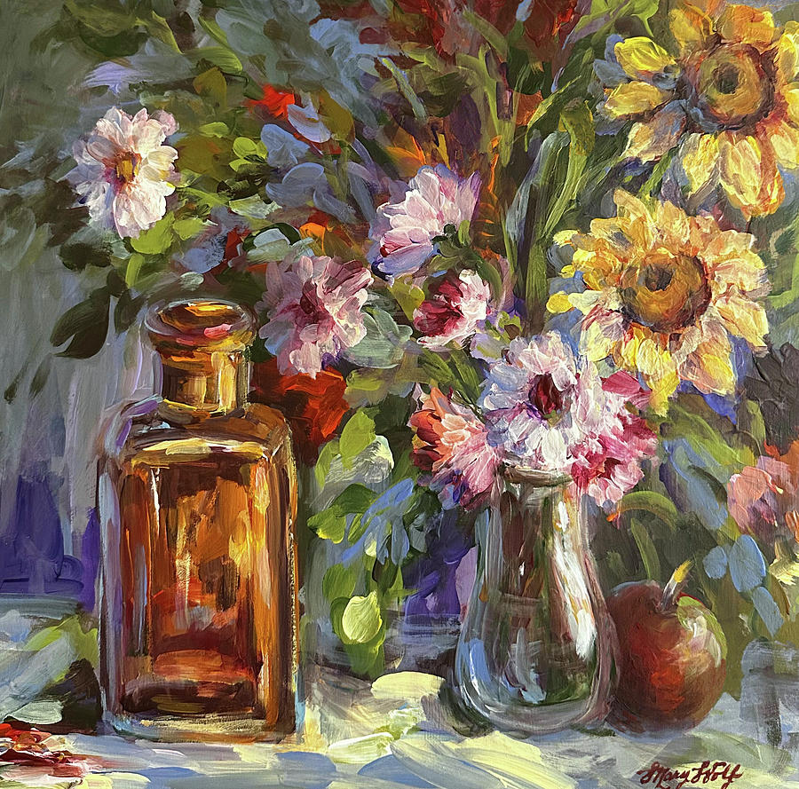 Autumns Beauty Floral Still Life Painting by Mary Wolf