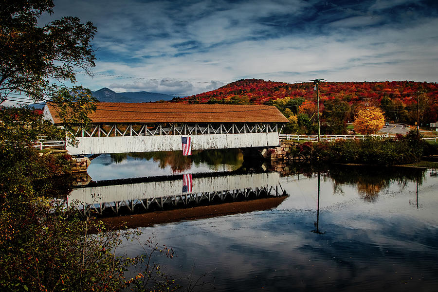 Autumns Embrace The Groveton Covered Bridge Photograph by Jeff Folger