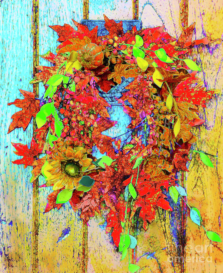 Autumns Glory on a Door Painting by Bonnie Marie