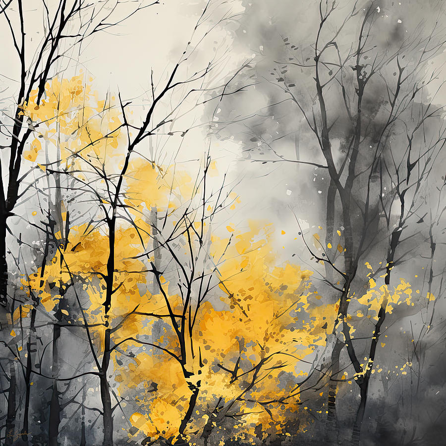 Autumns Last Brushstrokes Painting by Lourry Legarde