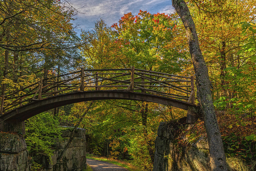 Autumns Minnewaska Footbridge Photograph by Angelo Marcialis